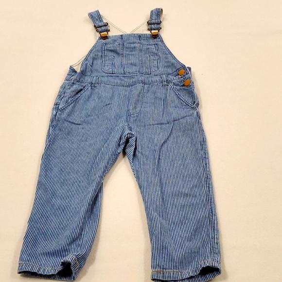 Zara Baby Blue & White Striped Overalls - Picture 1 of 6